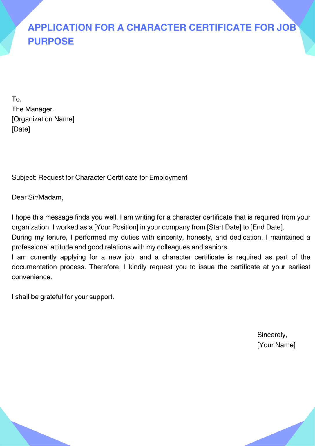 Application for a Character Certificate (Format, 5 Best Samples & Tips ...