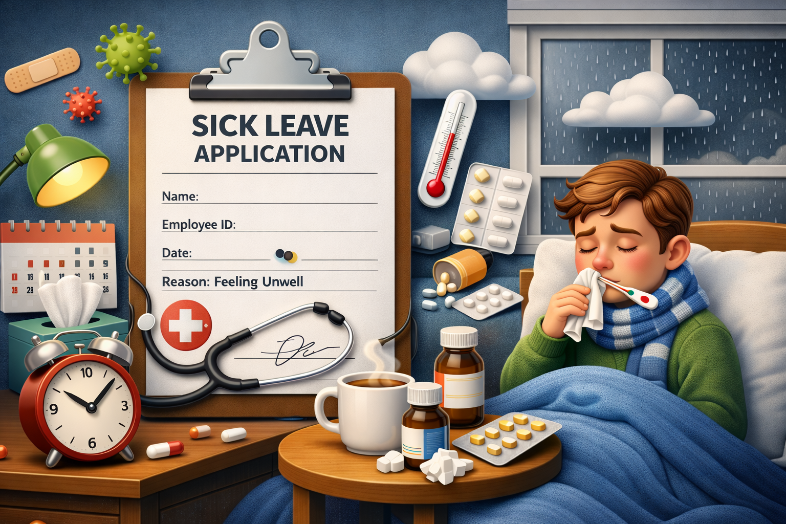 Sick Leave Application for Class 9 & 10