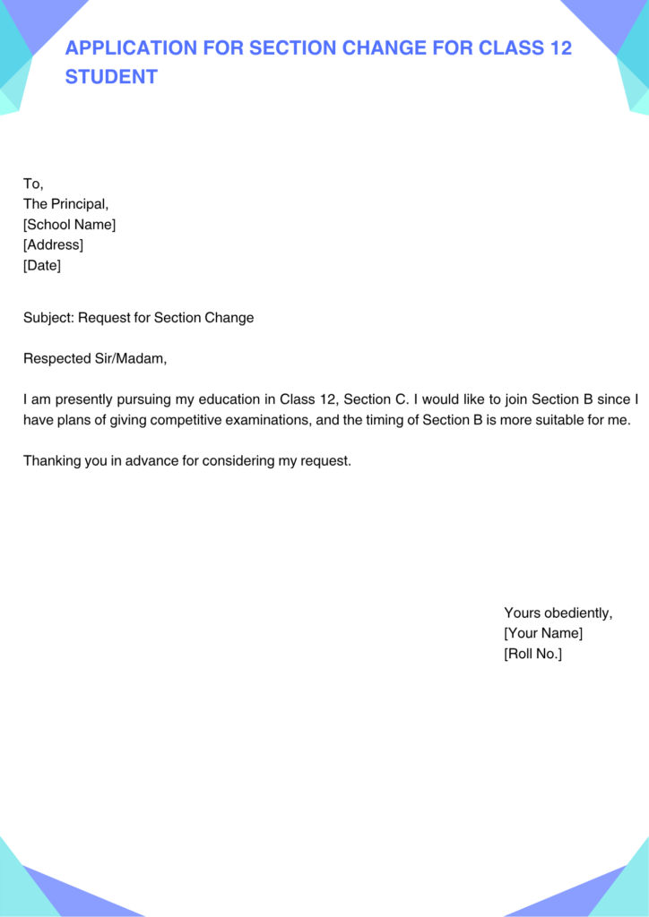 Application For Changes Application for Section Change in English (Format + 7 best Ready-to-Use ...
