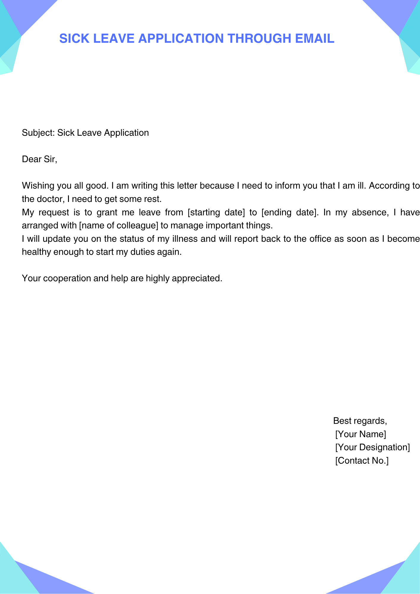Sick Leave Application through Email