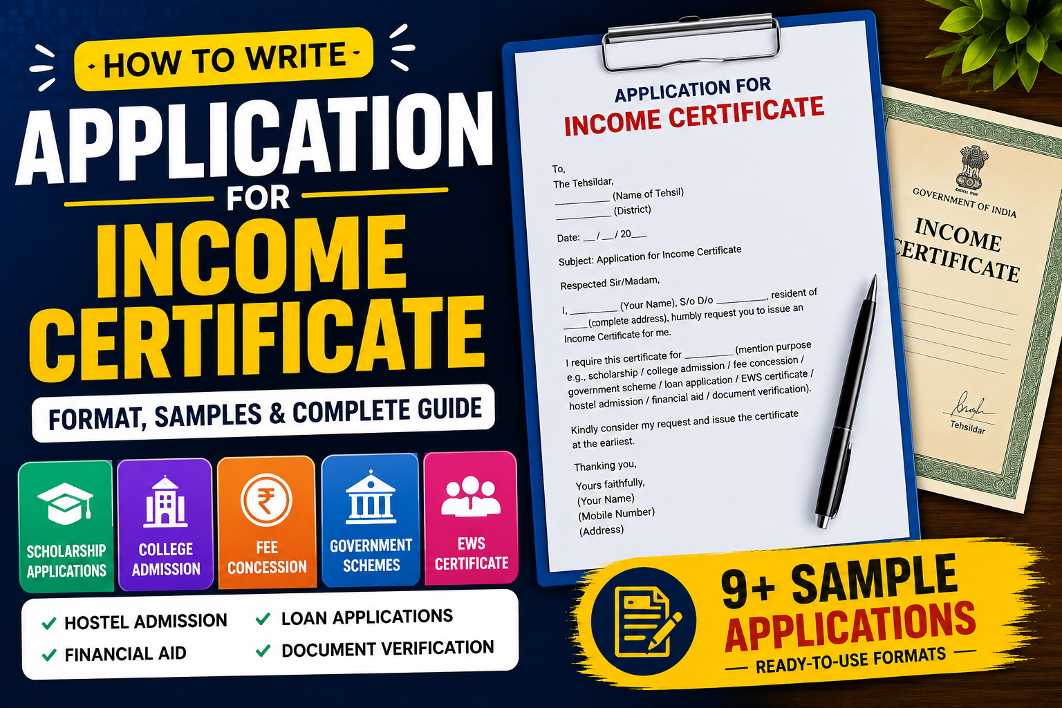Online Income Application Application for Income Certificate – Format,9 best Samples & Writing ...
