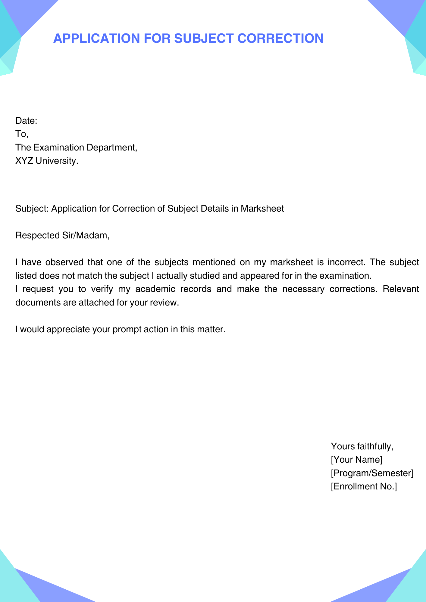 Application for Subject Correction