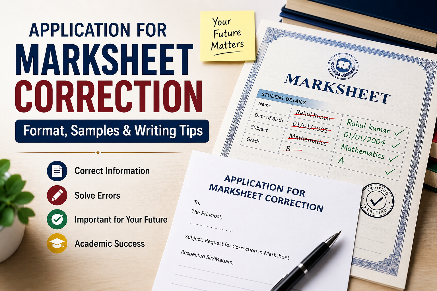 Application for Marksheet Correction: Format, Best 6 Samples & Tips ...
